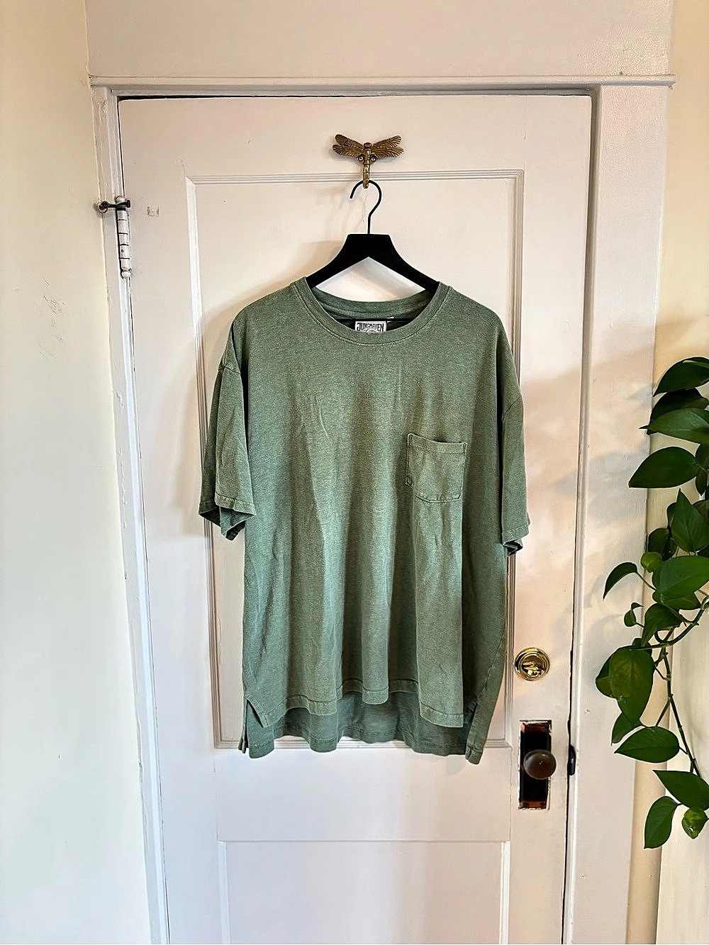 Jungmaven Jung Pocket Oversize Big Tee Unisex Short Sleeve Olive Green Size 2